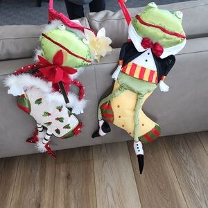 Kringles Patience Brewster Stuffed Ms. Mrs Frog Large Christmas Stockings